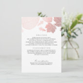 Carte D'accompagnement Rose Gold Feuille White Mariage Détails (Debout devant)