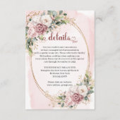 Carte D'accompagnement Rose Gold Floral Eucalyptus Wedding Details Card (Devant)