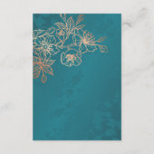Carte D'accompagnement Rose Gold Floral Line Art Teal Wedding (Dos)