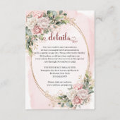 Carte D'accompagnement Rose Gold Flowers Greenery Wedding Details Card (Devant)
