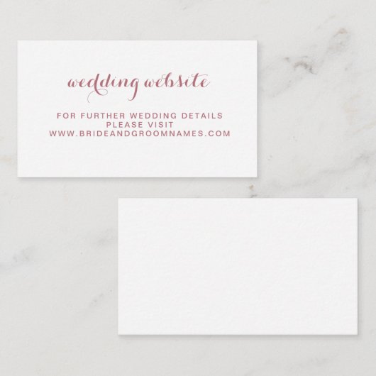 Carte D'accompagnement Rose Gold Minimal Simple Mariage Website (Devant / Derrière)