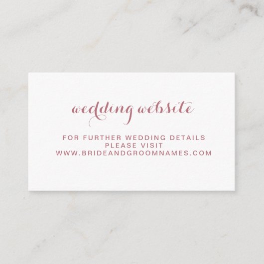 Carte D'accompagnement Rose Gold Minimal Simple Mariage Website (Devant)