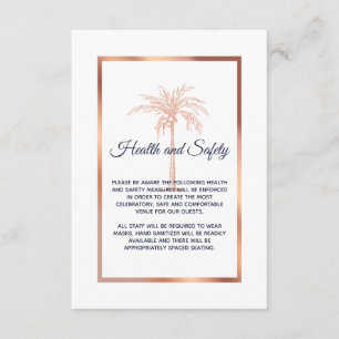Carte D'accompagnement Rose Gold Palm Mariage Santé et Sécurité de la Mar