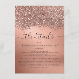 Carte D'accompagnement Rose Gold Parties scintillant Confetti Metallic Ma