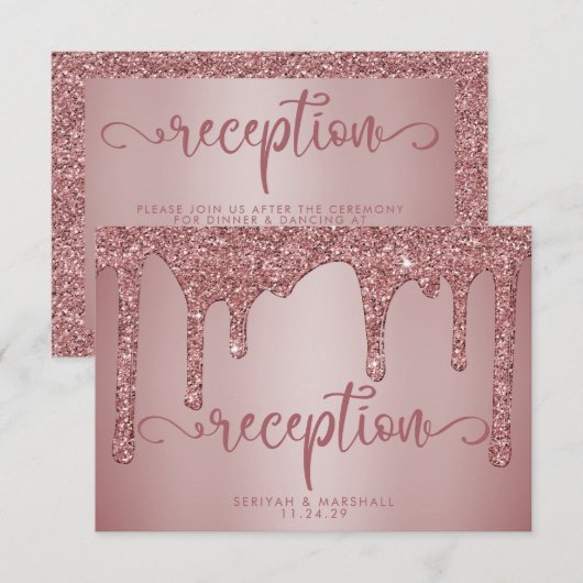 Carte D'accompagnement Rose Gold Parties scintillant Mariage Détails de l (Devant / Derrière)