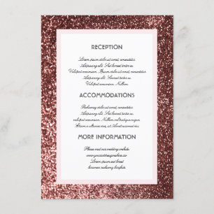 Carte D'accompagnement Rose Gold Parties scintillant Mariage Informations