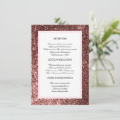 Carte D'accompagnement Rose Gold Parties scintillant Mariage Informations (Debout devant)