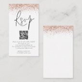 Carte D'accompagnement Rose Gold Parties scintillant QR Code Mariage RSVP (Devant / Derrière)