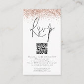 Carte D'accompagnement Rose Gold Parties scintillant QR Code Mariage RSVP (Devant)