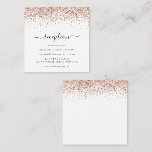 Carte D'accompagnement Rose Gold Parties scintillant Script Mariage Détai (Devant / Derrière)