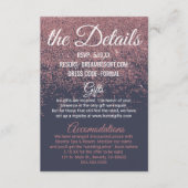 Carte D'accompagnement Rose Gold Parties scintillant Sparkle Navy Blue Ma (Devant)