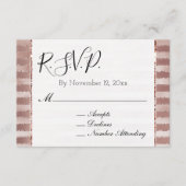 Carte D'accompagnement Rose Gold Rose Pâle Rayures Pailletées Mariage RSV (Devant)