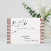 Carte D'accompagnement Rose Gold Rose Pâle Rayures Pailletées Mariage RSV (Debout devant)