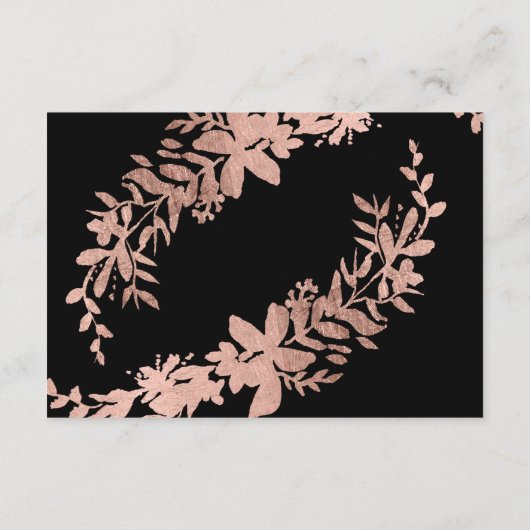 Carte D'accompagnement Rose Gold script floral noir direction mariage (Dos)