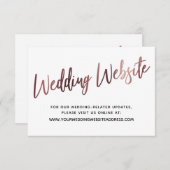 Carte D'accompagnement Rose Gold Script Mariage site Web Enregistrer la d (Devant / Derrière)