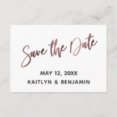 Carte D'accompagnement Rose Gold Script Mariage site Web Enregistrer la d (Dos)
