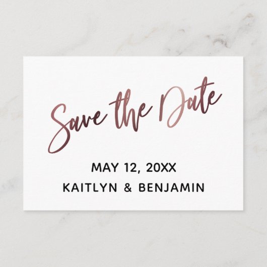 Carte D'accompagnement Rose Gold Script Mariage site Web Enregistrer la d (Dos)