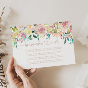 Carte D'accompagnement Rose Gold Spring Floral Honeymoon Wish