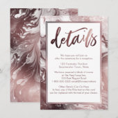Carte D'accompagnement Rose Marbre Or Détails Mariage sur blanc (Devant / Derrière)
