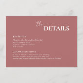 Carte D'accompagnement Rose moderne chic Dusty Script Mariage de typograp (Devant)