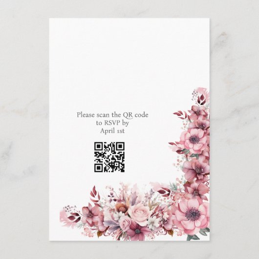 Carte D'accompagnement Rose moderne Dusty rose QR Code Mariage (Dos)