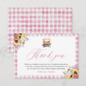 Carte D'accompagnement Rose Moderne En vichy Frais Du Merci Du Marché (Devant / Derrière)