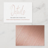 Carte D'accompagnement Rose moderne Gold Foil Détails du script (Devant / Derrière)