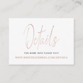 Carte D'accompagnement Rose moderne Gold Foil Détails du script (Devant)