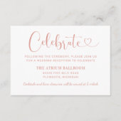 Carte D'accompagnement Rose moderne Gold Heart Script Mariage Réception (Devant)