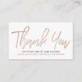 Carte D'accompagnement Rose moderne Merci Mariage de script de l'or  (Devant)