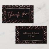 Carte D'accompagnement Rose moderne Or & Cercles Noirs Merci Insertion (Devant / Derrière)