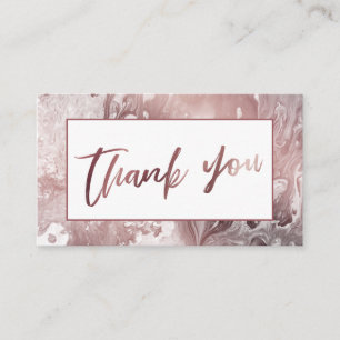 Carte D'accompagnement Rose moderne or & Merci marbré blanc