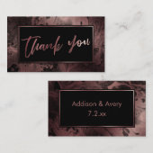 Carte D'accompagnement Rose moderne Or & noir en Merci marbré Insérer (Devant / Derrière)