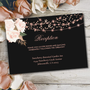 Carte D'accompagnement Rose noir et blanc Floral String Mariage