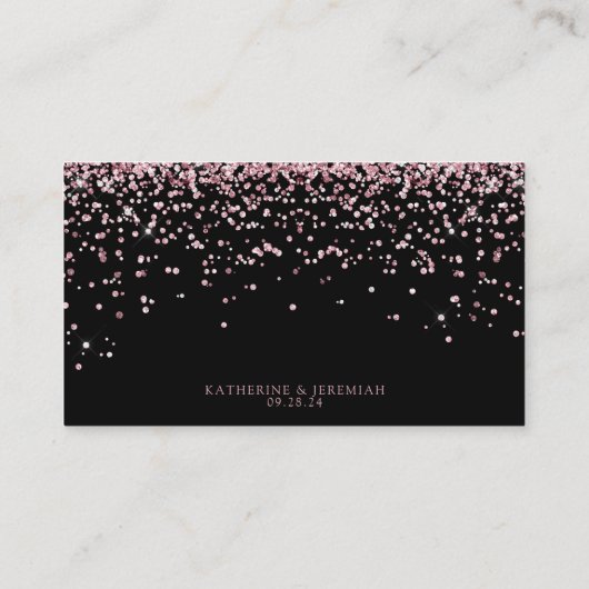 Carte D'accompagnement Rose Noir Gold Rose Parties scintillant Mariage Hé (Dos)