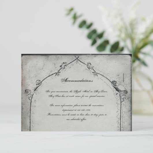 Carte D'accompagnement Rose noir gothique Mariage Trellis Insérer (Debout devant)