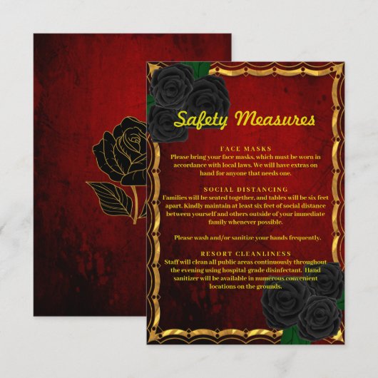 Carte D'accompagnement Rose noir gothique Sang Rouge Mariage Mesure de sé (Devant / Derrière)