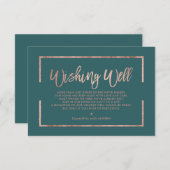 Carte D'accompagnement Rose or cadre script vert turquoise souhait bien (Devant / Derrière)