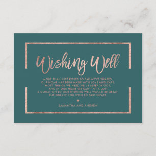 Carte D'accompagnement Rose or cadre script vert turquoise souhait bien