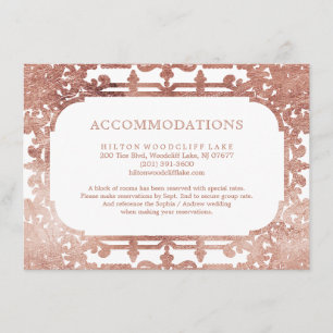 Carte D'accompagnement Rose or élégant vintage hébergement de mariage