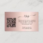 Carte D'accompagnement Rose or mariage réponse site web QR code RSVP (Dos)