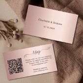 Carte D'accompagnement Rose or mariage réponse site web QR code RSVP