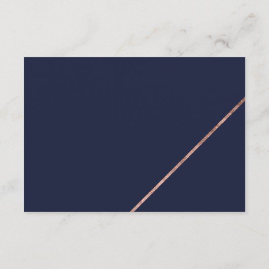 Carte D'accompagnement Rose or marine bleu script direction mariage (Dos)