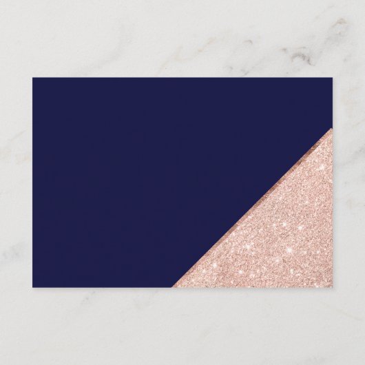 Carte D'accompagnement Rose or parties scintillant script bleu marine sou (Dos)