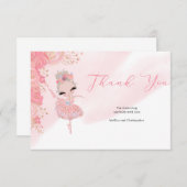 Carte D'accompagnement Rose or tutu ballerine Baby shower Merci (Devant / Derrière)