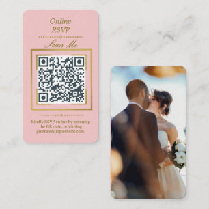 Carte D'accompagnement Rose Pâle Code QR RSVP en ligne avec photo de ma