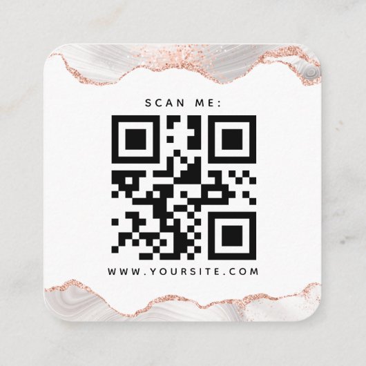 Carte D'accompagnement Rose Parties scintillant or Agate Glam QR Code Mar (Dos)