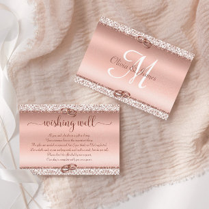 Carte D'accompagnement Rose Parties scintillant or Damask Wishing well