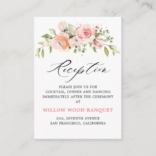 Carte D'accompagnement Rose Pastel Pink Blush Réception de mariage floral