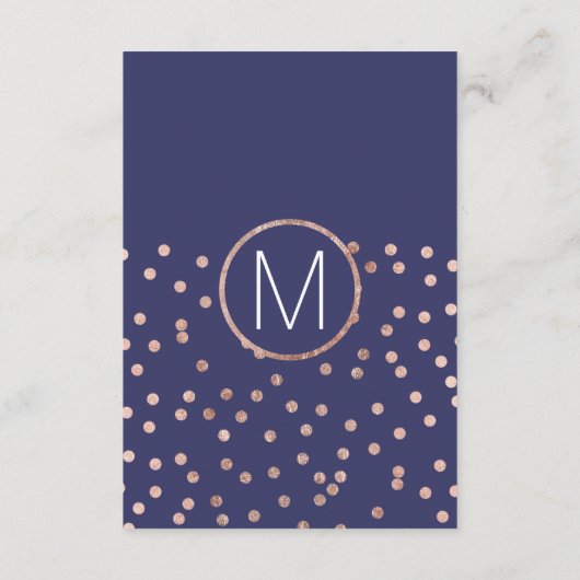 Carte D'accompagnement Rose Pois d'or Lumière marine Mariage bleu (Dos)